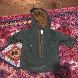 Zara boy or girl army green parka coat 18/24